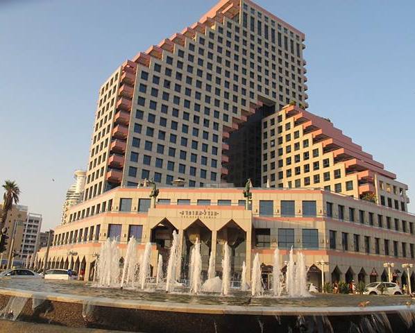 Tel Aviv's Opera Tower and Knesset Fountain on Allenby Street Tel Aviv's Opera Tower and Knesset Fountain on Allenby Street