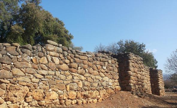 ancient wall from days of the Kingdom of Israel at Tel Dan Nature Reserve in far north Israel