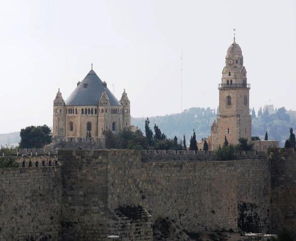 Dormition Abbey on Mount Zion near the walls of the Old City of Jerusalem