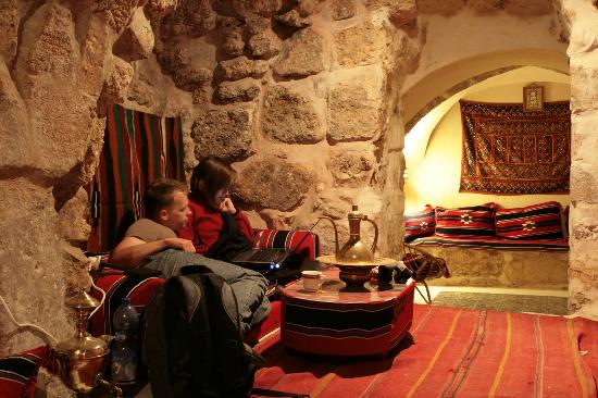 lounge at the Citadel Hostel in the Old City of Jerusalem