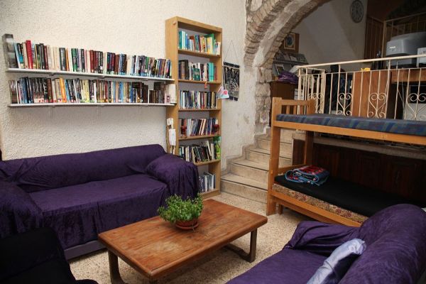 common room at the Heritage House Hostel in the Old City Jerusalem