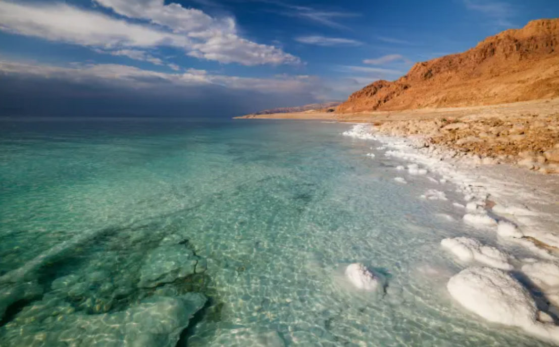 view of the beautiful waters of the Dead Sea view of the beautiful waters of the Dead Sea