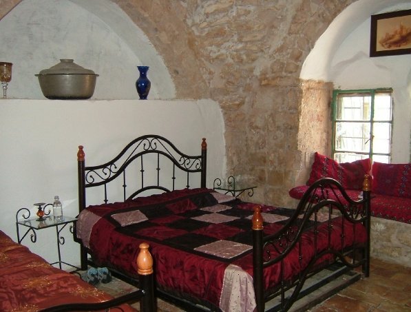 double bed at the Citadel Hostel in the Old City of Jerusalem