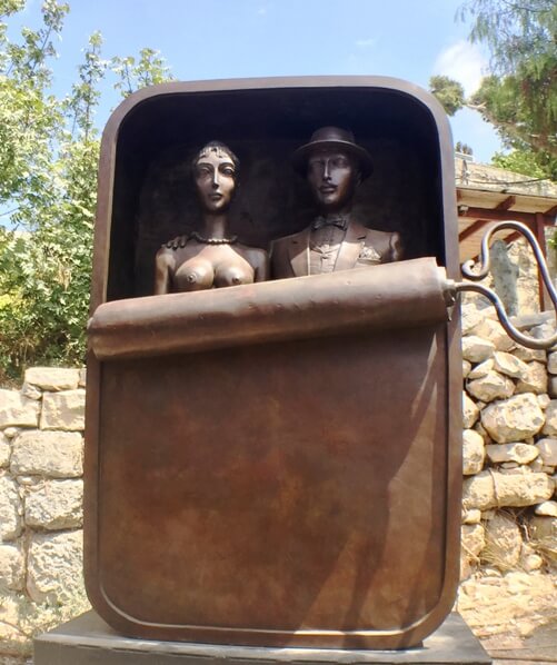 whimsical outdoor sculpture in Ein Hod artists village on the Carmel mountain range in Israel