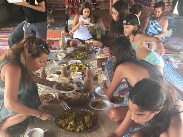 an ethnic meal in a Bedouin tent in the the desert in Israel