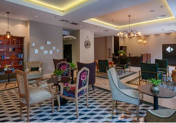 pleasant lobby at the Eldan hotel in Jerusalem pleasant lobby at the Eldan hotel in Jerusalem