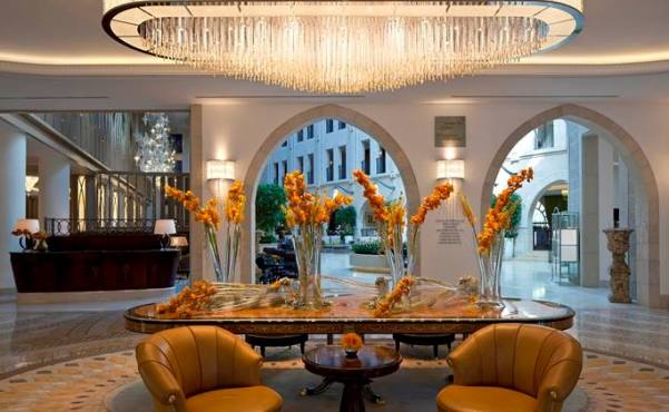 Lobby at the luxurious Waldorf Astoria Hotel in Jerusalem Lobby at the luxurious Waldorf Astoria Hotel in Jerusalem