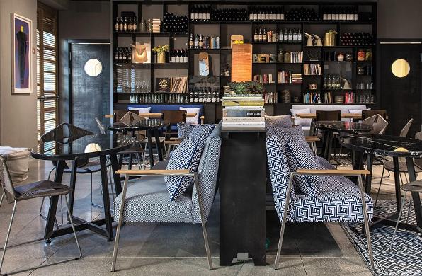 cozy lobby at the Bezalel boutique hotel in Nahalot neighborhood of Jerusalem cozy lobby at the Bezalel boutique hotel in Nahalot neighborhood of Jerusalem