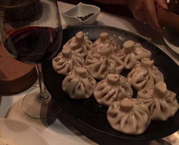 Khinkali dumplings at Kinto kosher Georgian restaurant in Tel Aviv