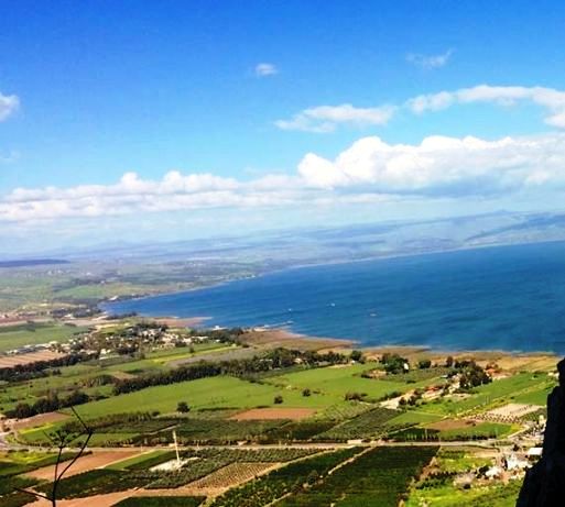 view of Magdala, Migdal Israel from Mount Arbel view of Magdala, Migdal Israel from Mount Arbel