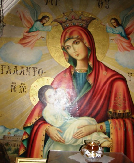 Image of Mary and Jesus at St. Gerasimus Monastery or Deir Hajla Monastery‎