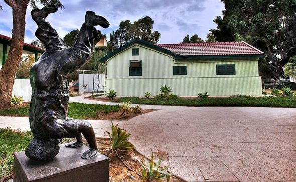 Outside the modest home of David Ben Gurion, Israel's founding father in Sde Boker, Negev Desert in Israel