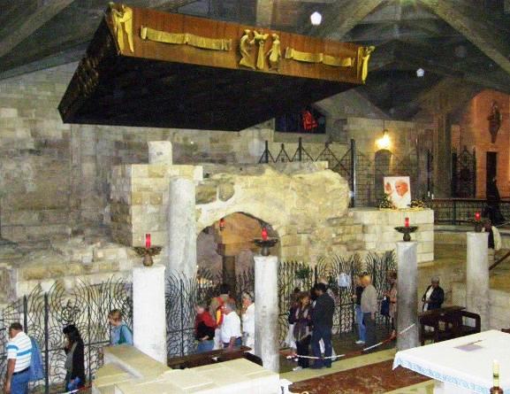 Descending to Mary's Grotto in Anunciation Church in Nazreth