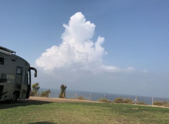 Our motorhome in the south of Israel in Ashkelon National Park