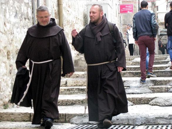 Pilgrims walking in Jerusalem on Christmas Pilgrims walking in Jerusalem on Christmas