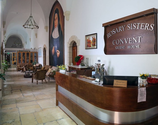 reception at the Rosary Convent guesthouse in Jerusalem