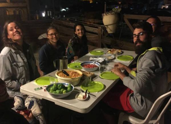 rooftop dinner at the Citadel Youth Hostel in Jerusalem