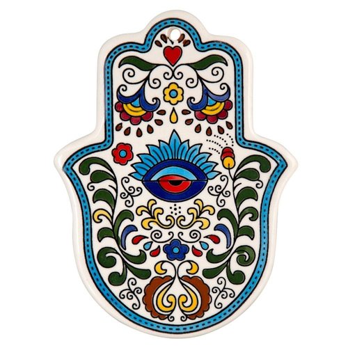 A 'Hamsa' wall hanging made in Armenian ceramics is a perfect souvenir from Israel