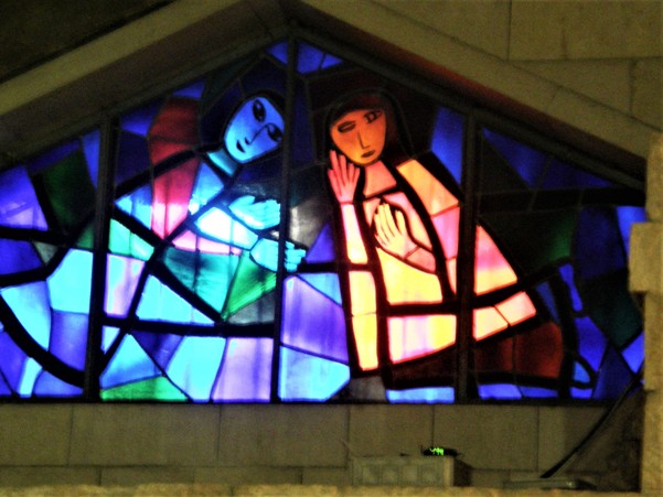 Stained Glass Artwork in the Annunciation Basilica in Nazareth Stained Glass Artwork in the Annunciation Basilica in Nazareth