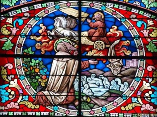 stained glass windows at the Stella Maris Monastery in Haifa in the north of Israel