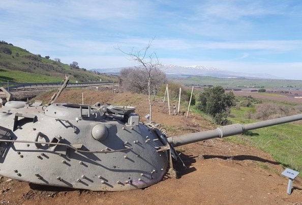 Syrian tank near the border of the Golan Heights in the far north of Israel