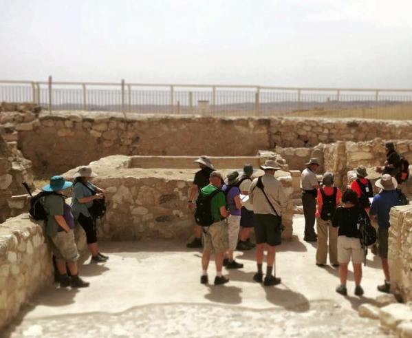 tourists at Tel Arad archaelogical site in southern Israel