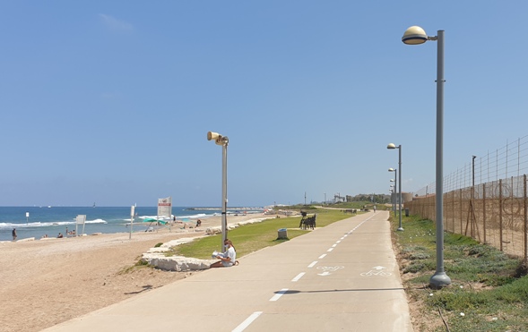 tel aviv boardwalk and beach bordering the now closed Dov Hoz airport in Tel Aviv