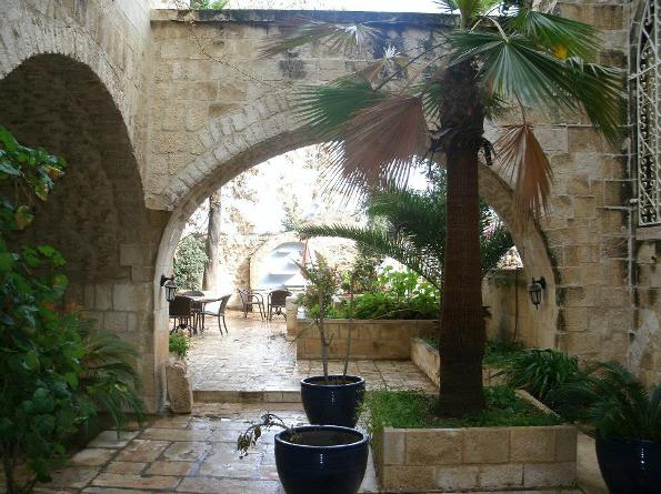 garden terrace at the Lutheran gueshouse in the old city of Jerusalem