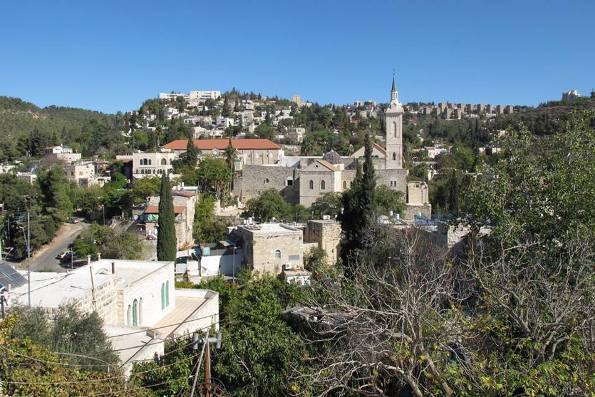 view of Ein Karem near Jerusalem in the forested hills of Judea