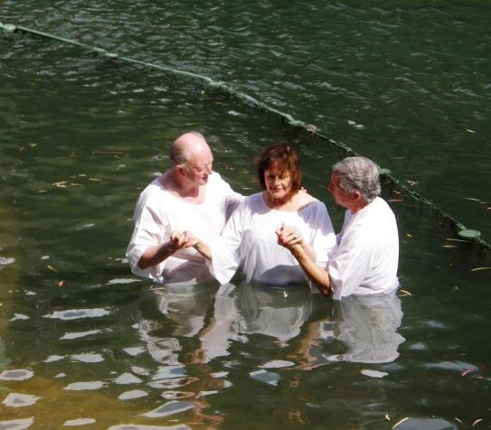 Baptism at Yardenit where the Sea of Galilee meets the Jordan River